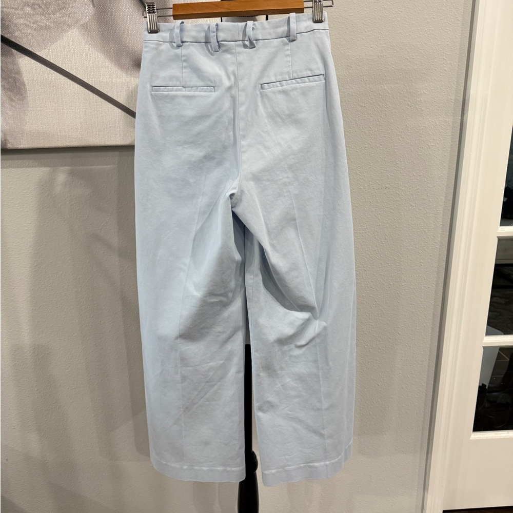Theory Light Blue Wide-Leg Crop Pants - Picture 2 of 3